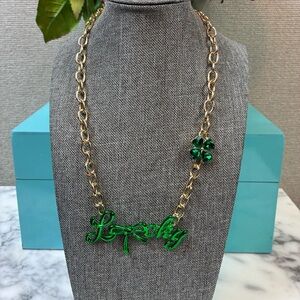 NWT Betsey Johnson Lucky Four Leaf Clover St Patrick’s Day Pendant Necklace 🍀